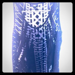 Black Sleeveless Tribal Top